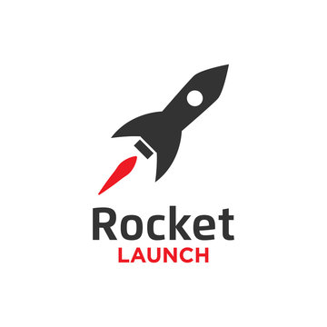 Illustration of rocket launch logo design template