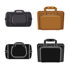 Isolated object of suitcase and baggage logo. Collection of suitcase and journey stock vector illustration.