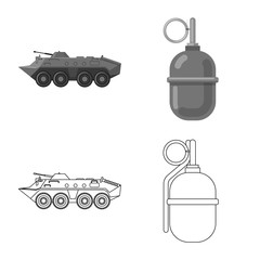 Vector design of weapon and gun sign. Set of weapon and army vector icon for stock.