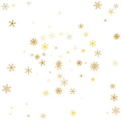 Gold snowflake winter background. Golden snowflakes on white. Vector