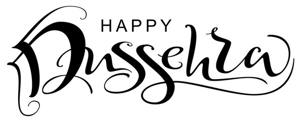 Happy Dussehra ornate text. Vijayadashami hindu festival