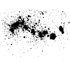 Black ink splatter background, isolated on white. All elements are not grouped. Vector illustration.