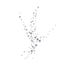 Silver star of confetti. Falling stars on a white background. Illustration of flying shiny stars. Decorative element. Suitable for your design, cards, invitations, gift, vip.
