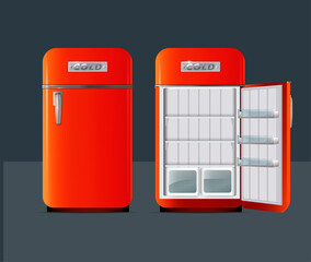 Retro fridge. vector illusttration.