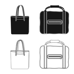 Isolated object of suitcase and baggage logo. Set of suitcase and journey vector icon for stock.