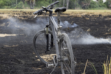 Obraz premium I parked in the field at the harvest