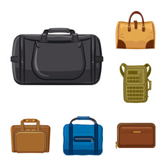 Vector illustration of suitcase and baggage sign. Set of suitcase and journey vector icon for stock.