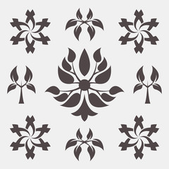 Fototapeta premium Set of abstract foliate signs. Tree template.