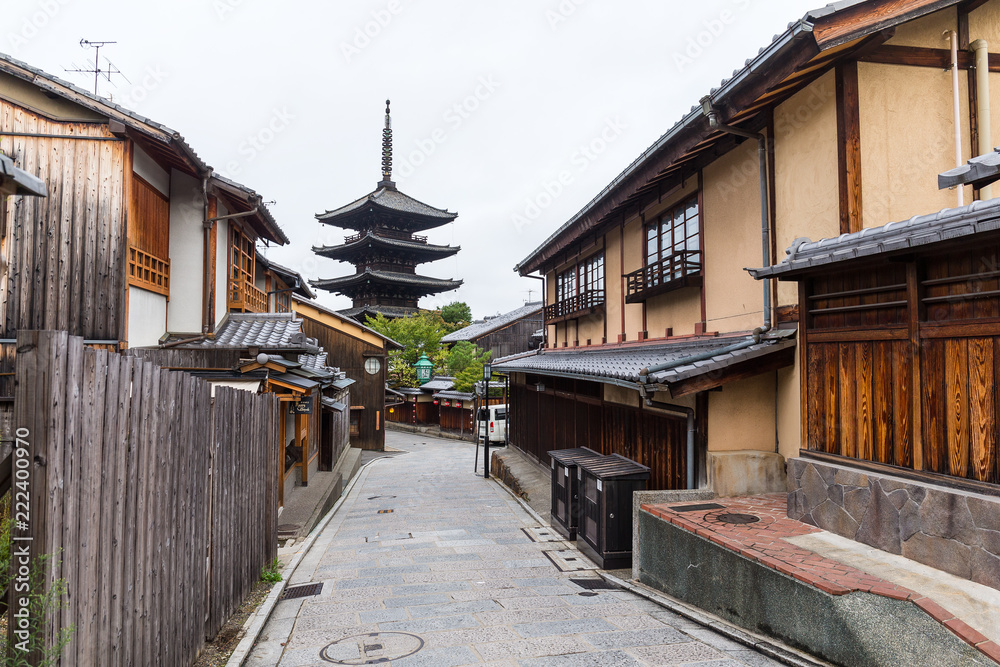 Poster oriental streets in kyoto