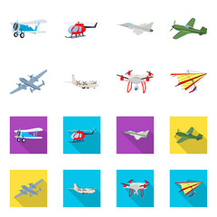 Isolated object of plane and transport icon. Collection of plane and sky stock vector illustration.