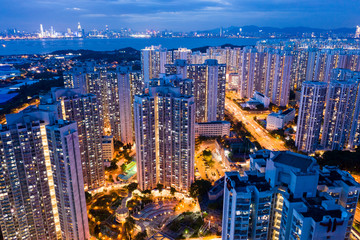 Hong Kong residential city at night