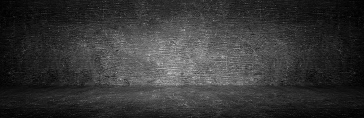Blank wide screen Real chalkboard background texture in college concept for back to school panoramic wallpaper for black friday