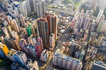 Hong Kong urban city under sunlight