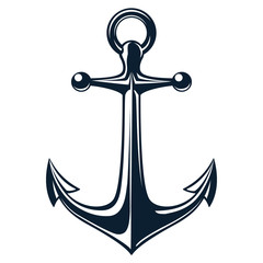 Vector illustration, monochrome sea anchor icon isolated on white background. Simple shape for design logo, emblem, symbol, sign, badge, label, stamp. - obrazy, fototapety, plakaty