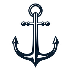 Vector illustration, monochrome sea anchor icon isolated on white background. Simple shape for design logo, emblem, symbol, sign, badge, label, stamp.