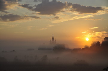 Naklejka premium утро в деревне