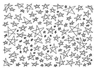 Set of Hand Drawn Creative Vector Star Icons Isolated