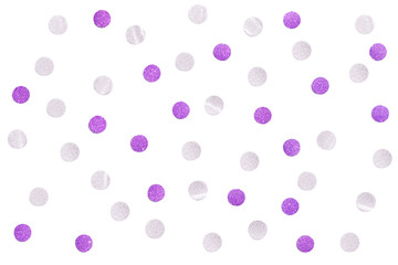 Purple and silver glitter star pattern paper cut on white background - isolated
