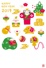 2019年 亥年年賀状　