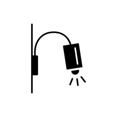 Vector illustration of modern wall lamp. Flat icon of rectangular downlight sconce. Home & office lighting. Isolated on white background.