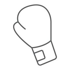 Boxing glove thin line icon, equipment and sport, glove sign, vector graphics, a linear pattern on a white background, eps 10.