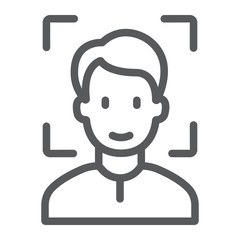 Face ID line icon, face recognition and face identification, face scanning sign, vector graphics, a linear pattern on a white background, eps 10.