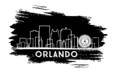 Orlando Florida City Skyline Silhouette. Hand Drawn Sketch.