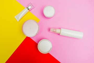 cosmetic product colorful background
