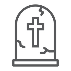 Fototapeta premium Tombstone line icon, halloween and death, grave sign, vector graphics, a linear pattern on a white background