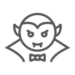 Dracula vampire line icon, bat and halloween, creature sign, vector graphics, a linear pattern on a white background