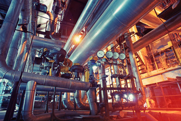 Industrial Steel pipelines, valves, cables and walkways