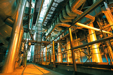 Industrial Steel pipelines, valves, cables and walkways