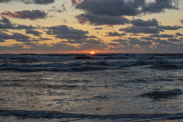Fototapeta premium Sunset time by Baltic sea, Liepaja, Latvia.
