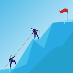 business man concept lead team group climb to success
