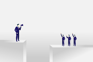 business man concept leader give announcement to people