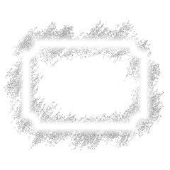 Silver frame. Beautiful glitter design. Vintage style decorative border, isolated white background. Deco elegant luxury framework for decoration, photo, Christmas banner. Vector illustration
