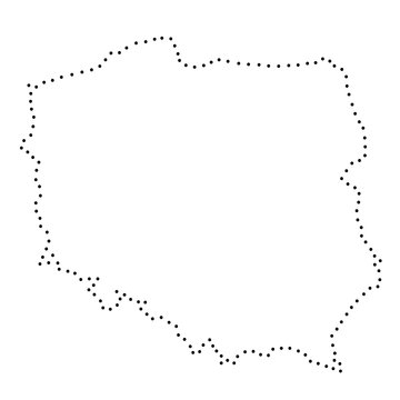 Poland abstract schematic map from the black dots along the perimeter. Vector illustration.
