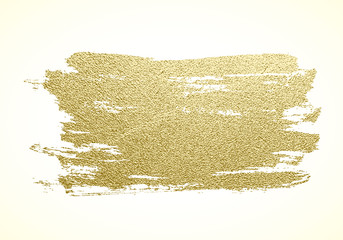 Vector gold paint stroke. Abstract gold glittering textured art illustration. - 222408759