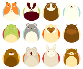 Set of avatars icons with cute animals