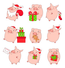 Collection of cute pigs
