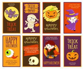 Fototapeta na wymiar Collection of vector Halloween cards