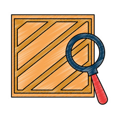 wooden box delivery service with magnifying glass