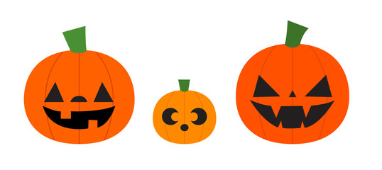 Vector illustration of three jack o' lanterns