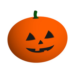 Three-dimensional carved Halloween pumpkin. Jack o'Lantern 3D. Vector.