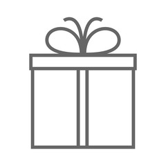 Gift box with bow. Outline. Vector.