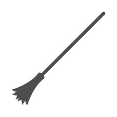 Silhouette of witch broomstick. Vector.