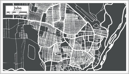 Juba South Sudan City Map in Retro Style. Outline Map.
