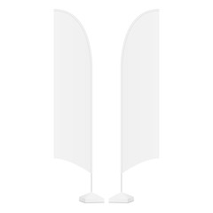 Blank advertising flags bow isolated on white background. Vector illustration