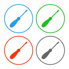 SCREWDRIVER icons set. Vector..
