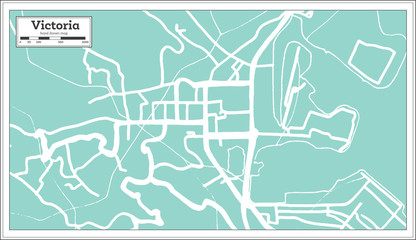 Victoria Seychelles City Map in Retro Style. Outline Map.